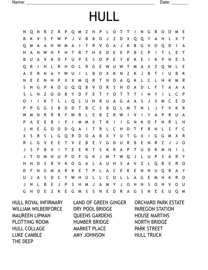 HULL Word Search