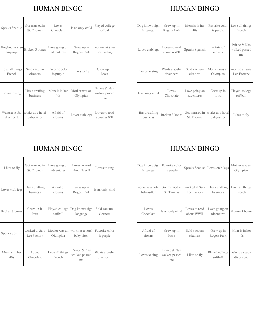 HUMAN BINGO