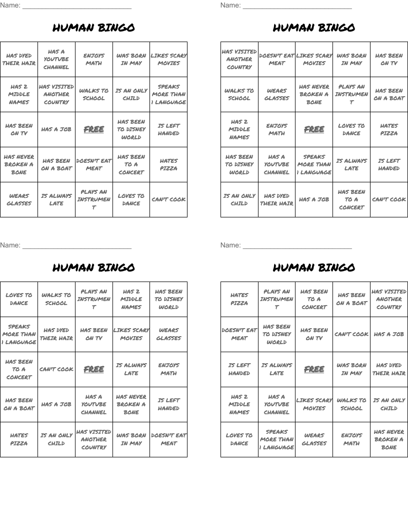 HUMAN BINGO