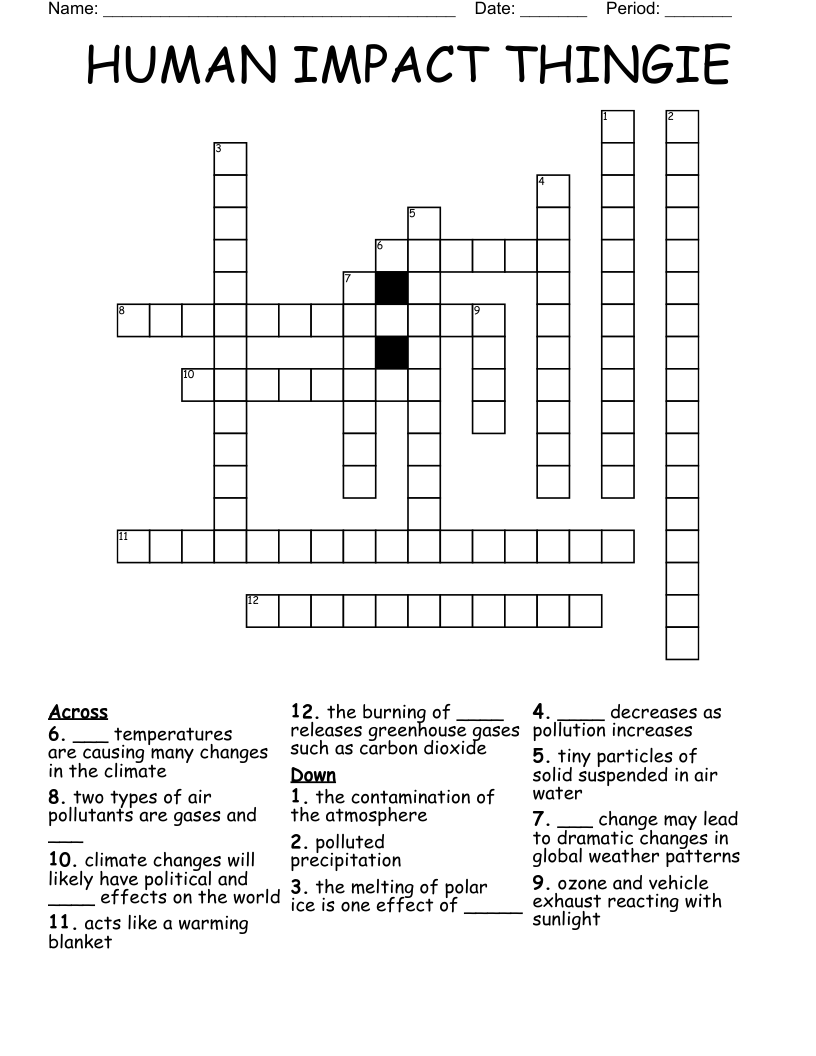 HUMAN IMPACT THINGIE Crossword