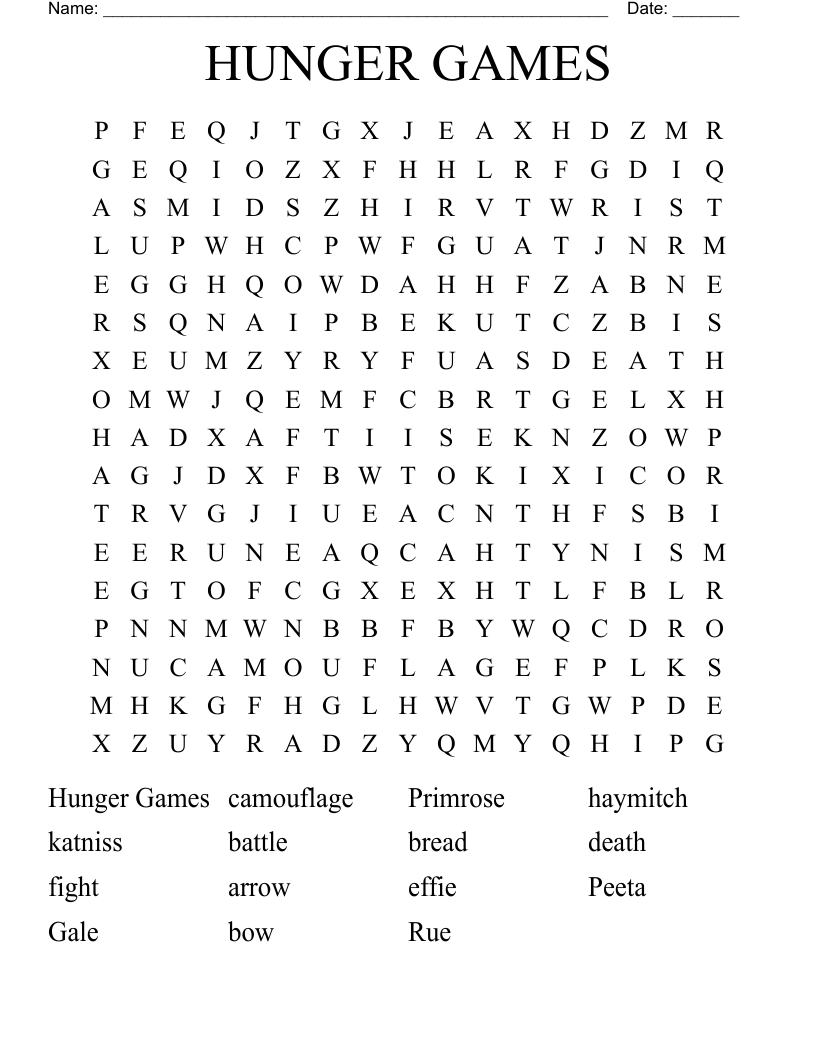 HUNGER GAMES Word Search