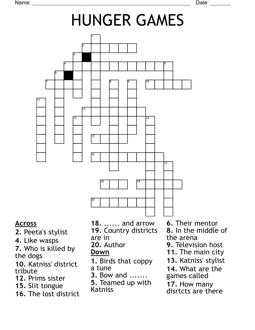 HUNGER GAMES Crossword