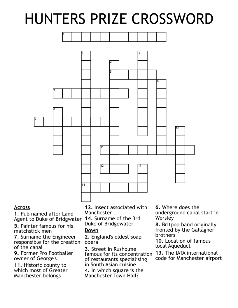 HUNTERS PRIZE CROSSWORD