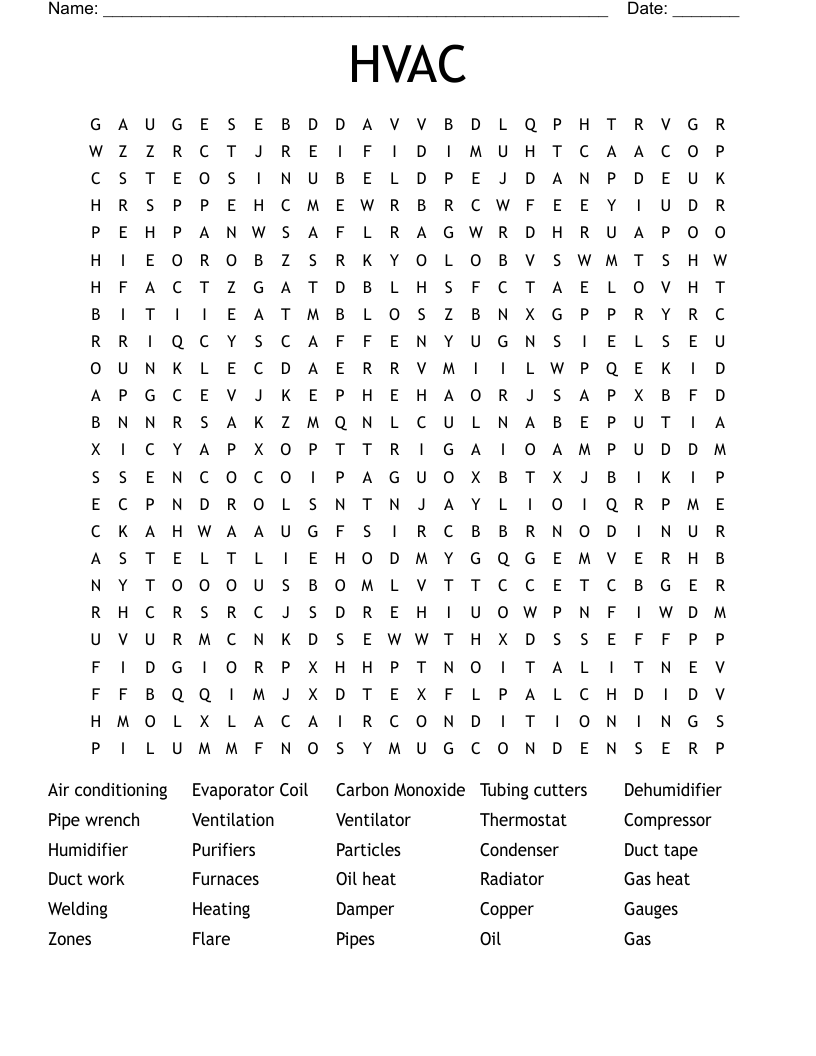 HVAC Word Search