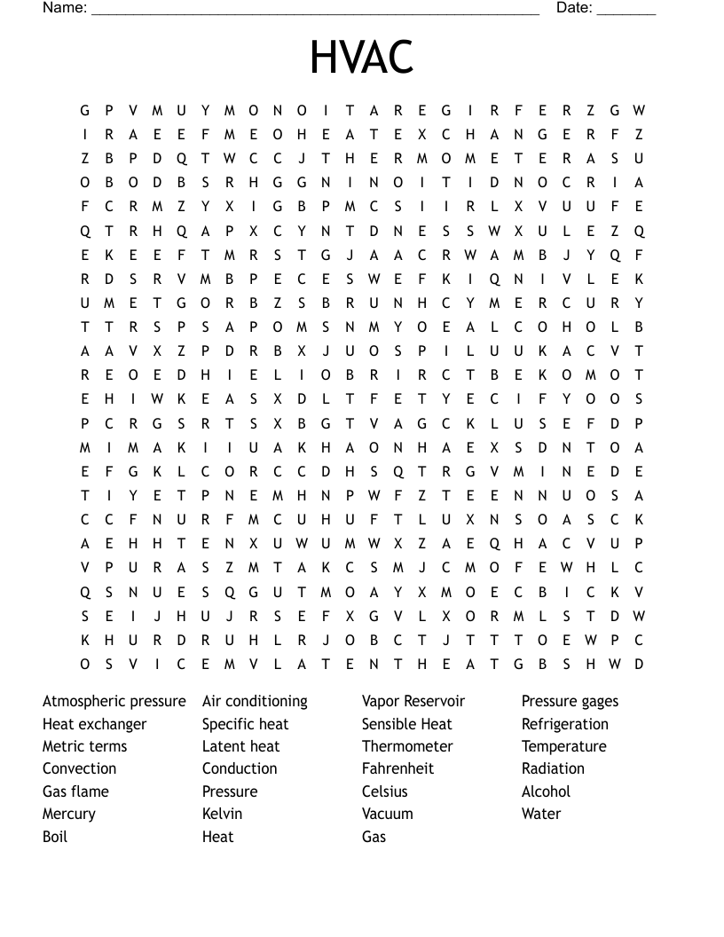HVAC Word Search