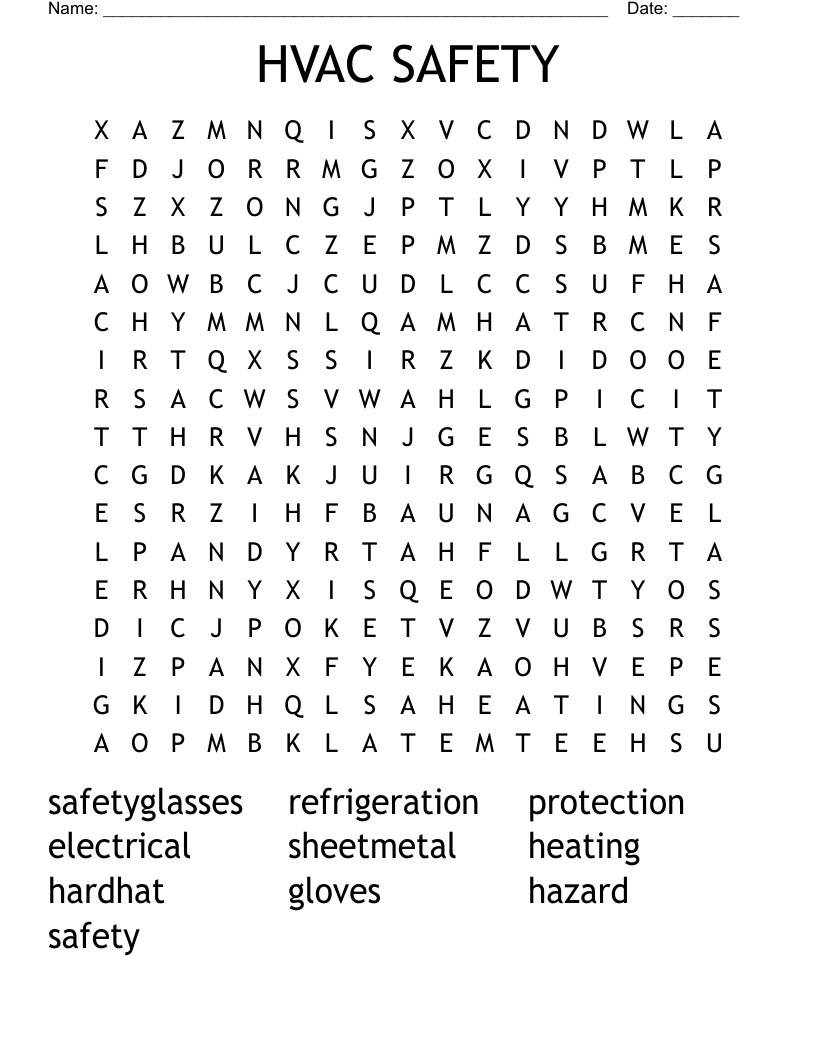 HVAC SAFETY Word Search