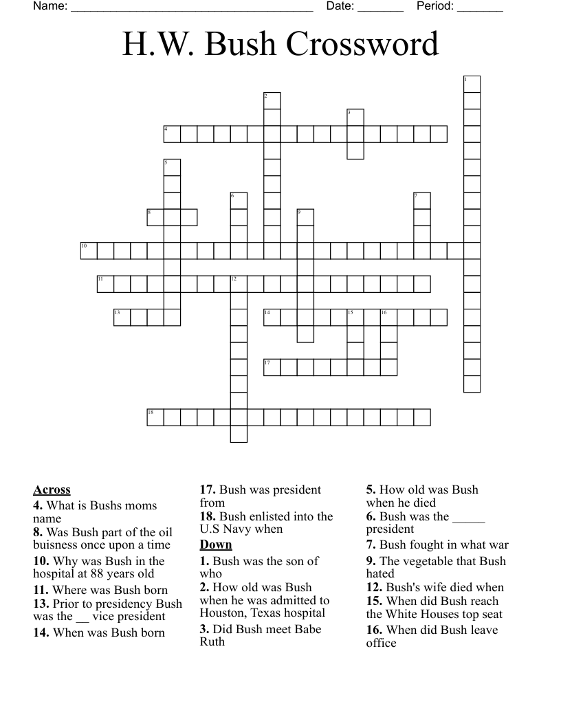 H.W. Bush Crossword