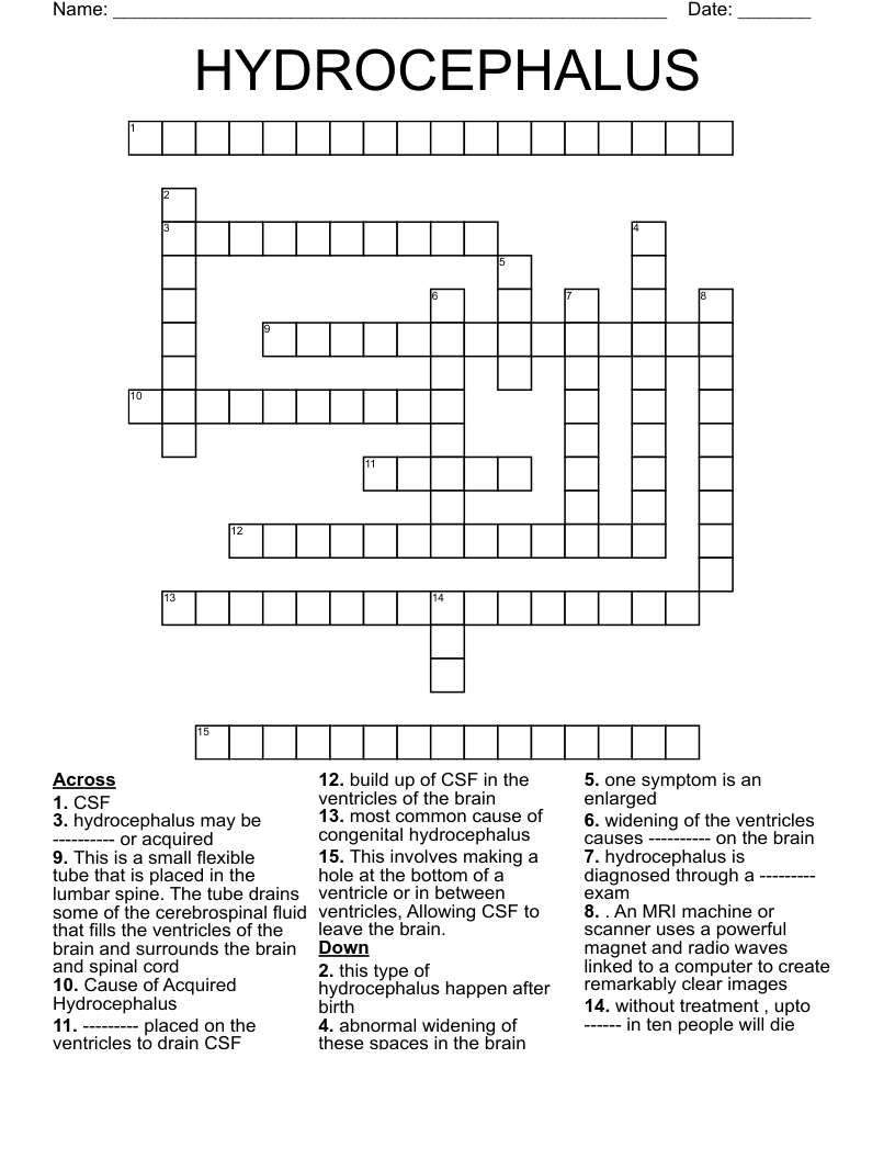 HYDROCEPHALUS Crossword