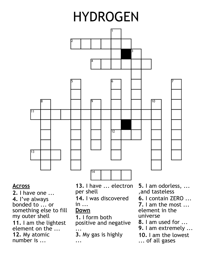 HYDROGEN  Crossword