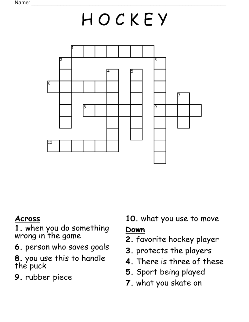 H O C K E Y Crossword
