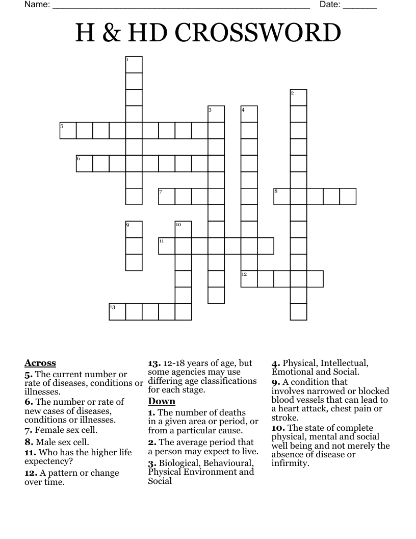 H & HD CROSSWORD