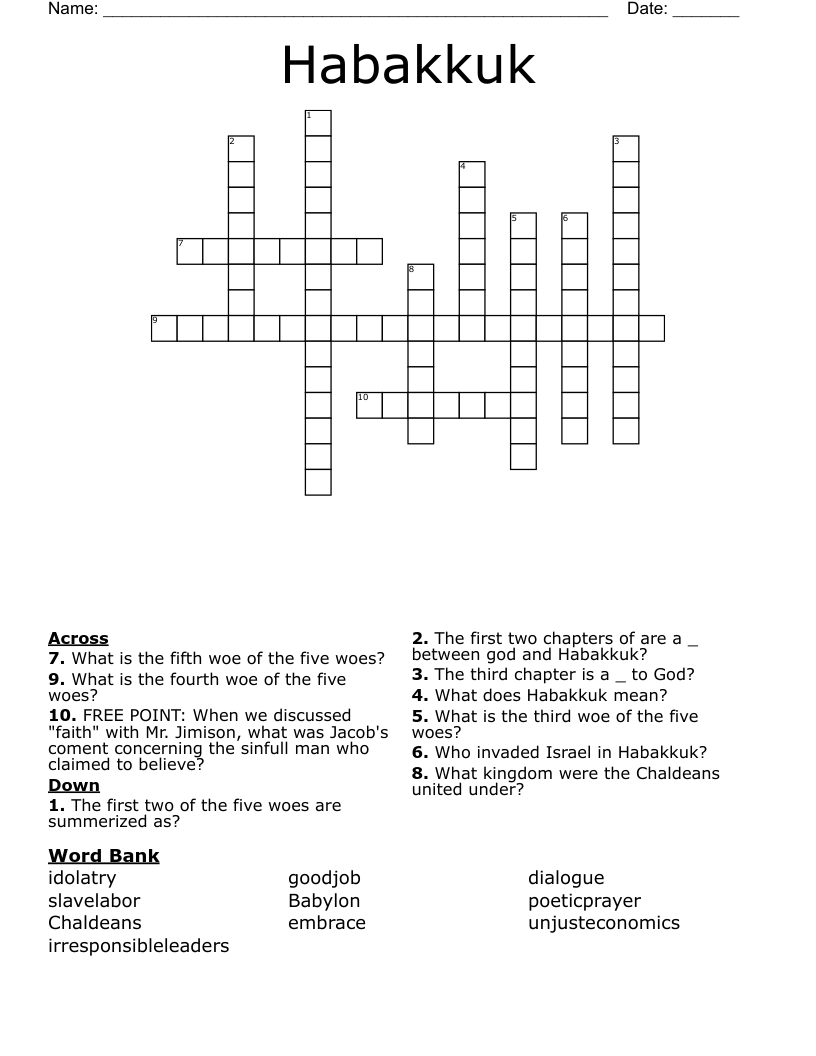 Habakkuk Crossword