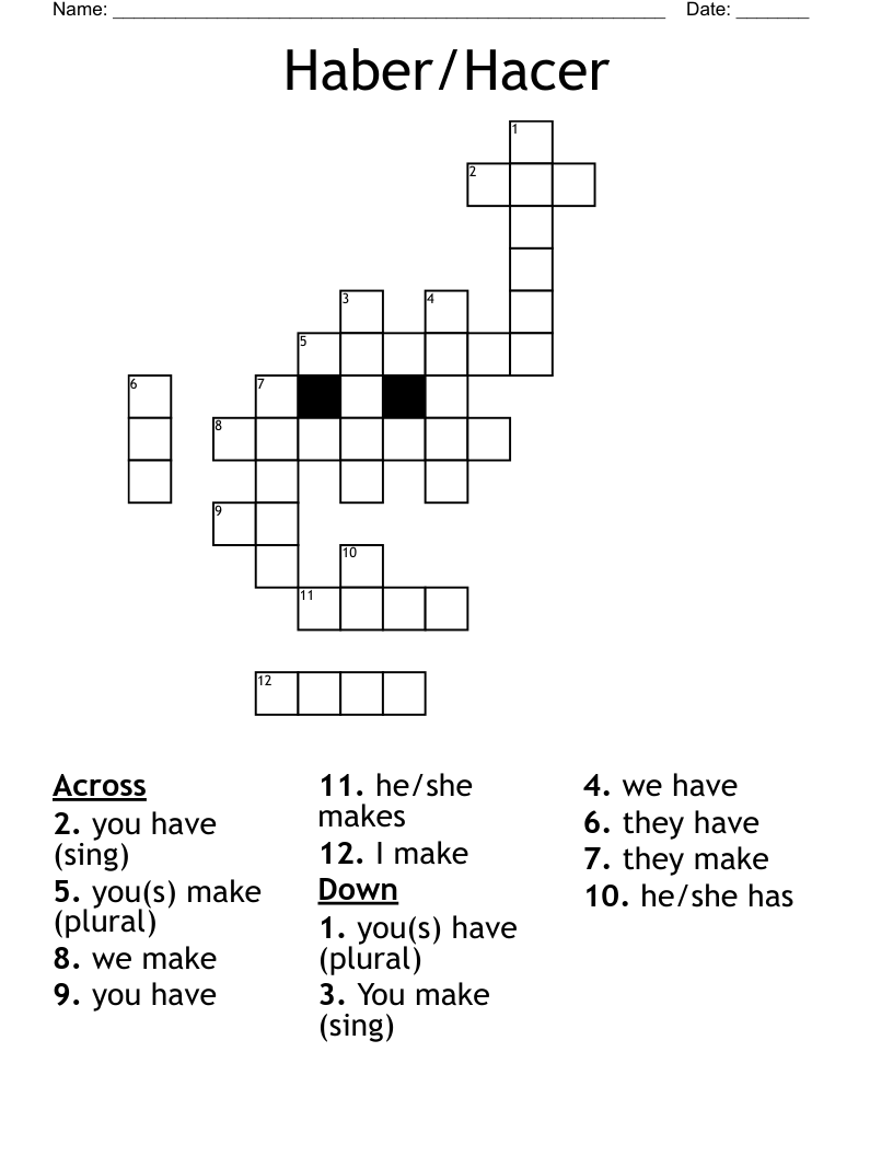 Haber/Hacer Crossword