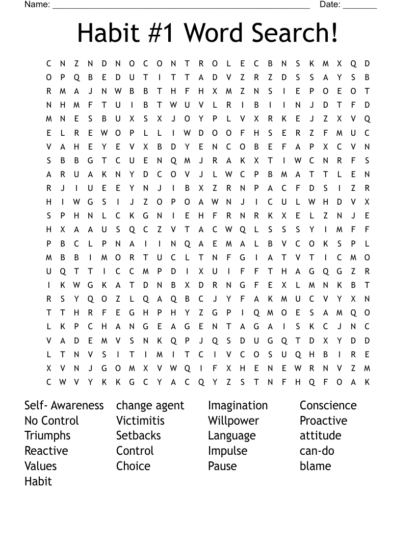 Habit #1 Word Search!