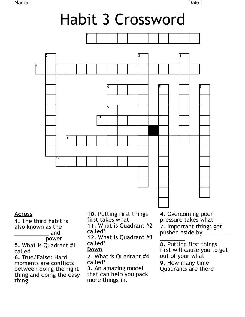 Habit 3 Crossword 