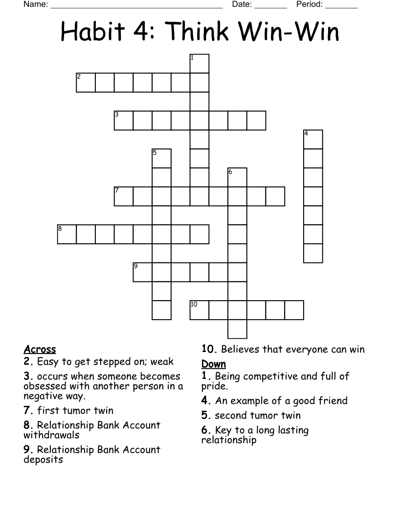 Habit 4: Think Win-Win Crossword