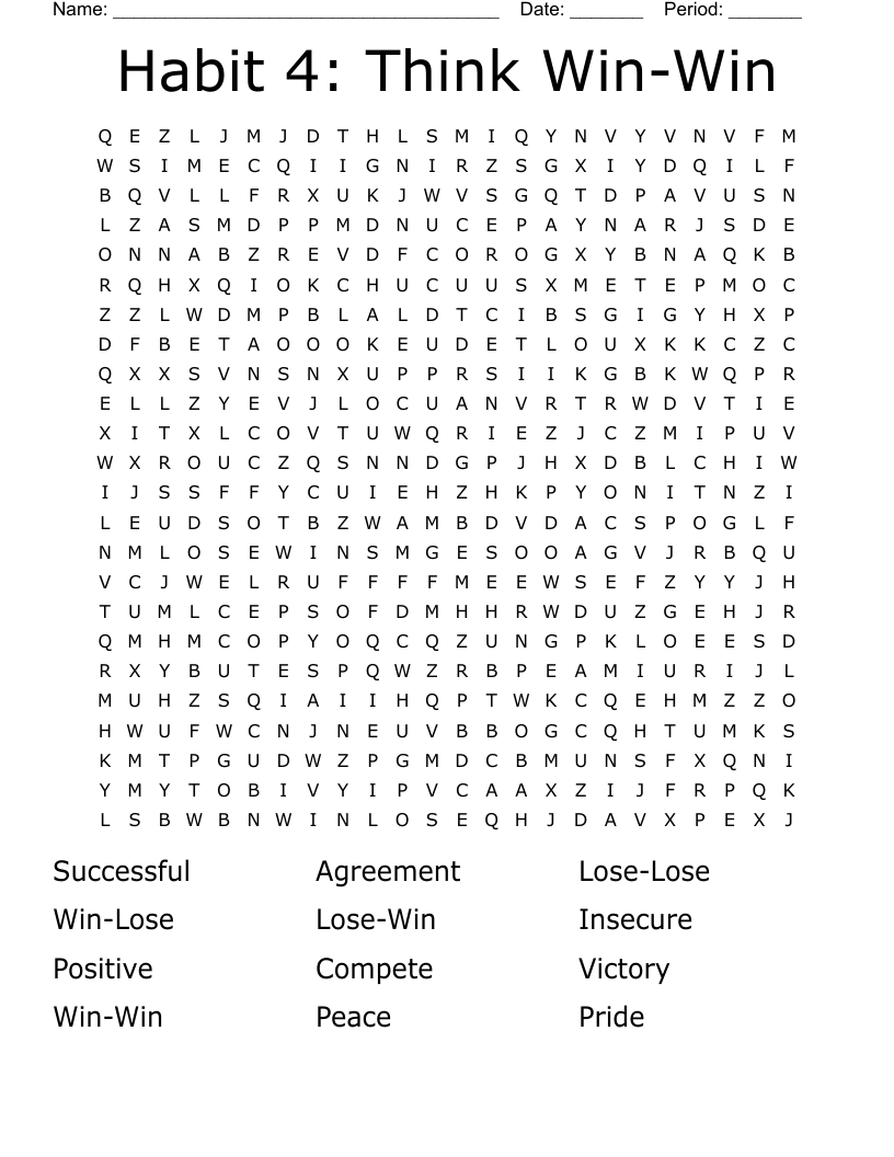 Habit 4: Think Win-Win Word Search