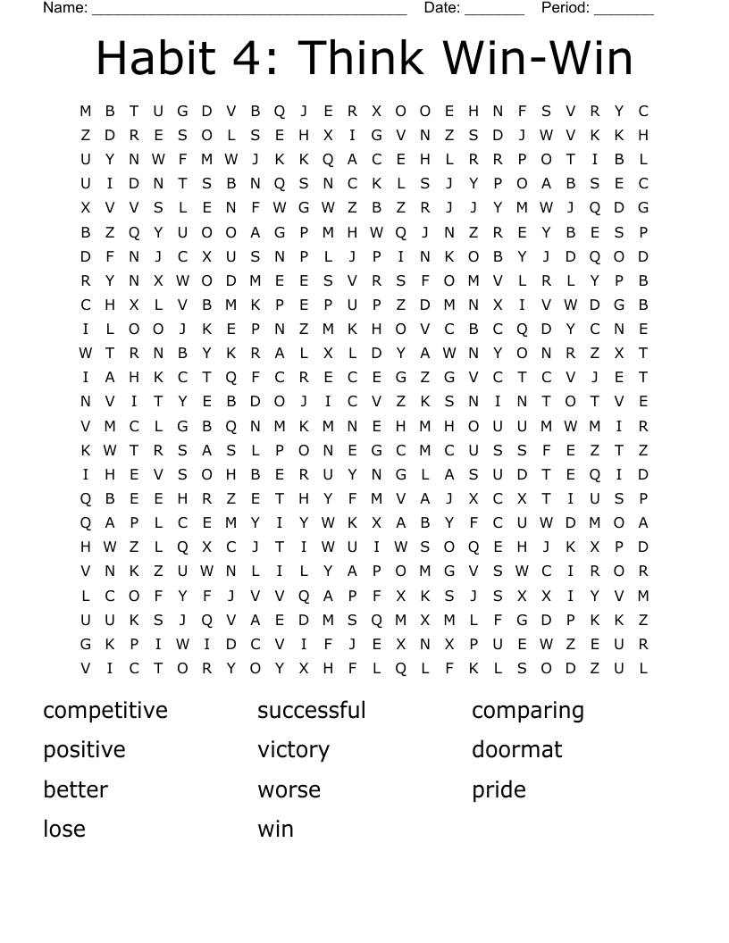 Habit 4: Think Win-Win Word Search