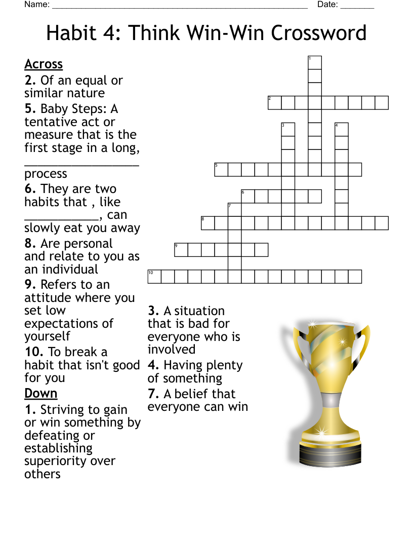Habit 4: Think Win-Win Crossword 
