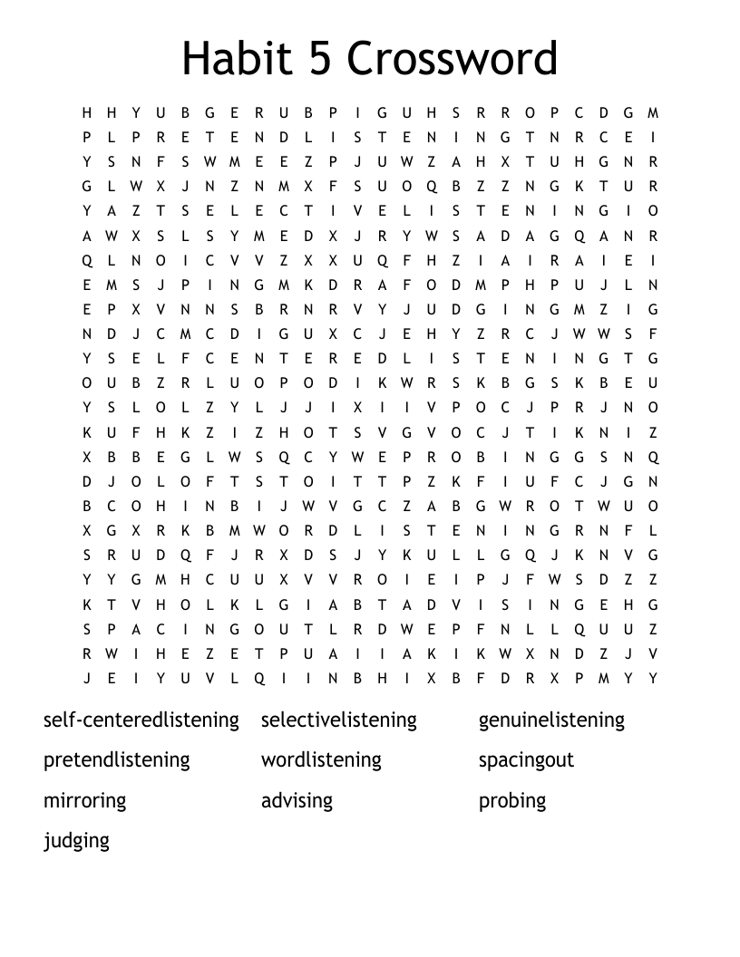Habit 5 Crossword Word Search