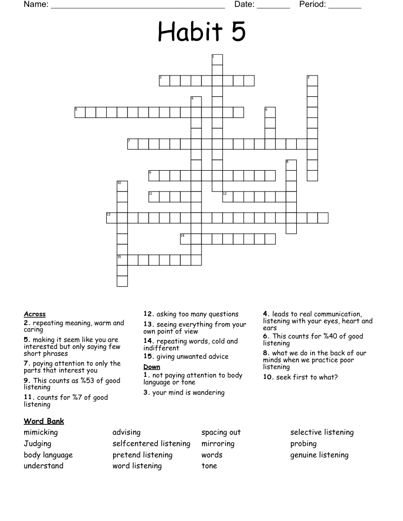 Habit 5  Crossword