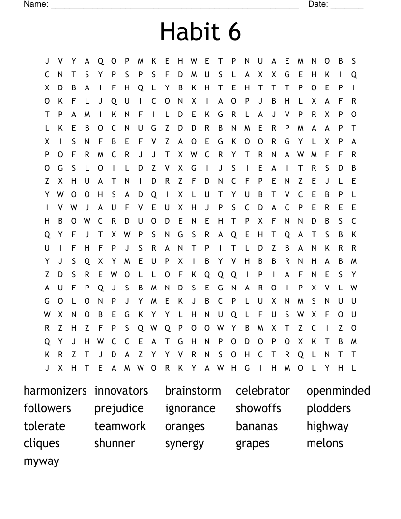 Habit 6 Word Search