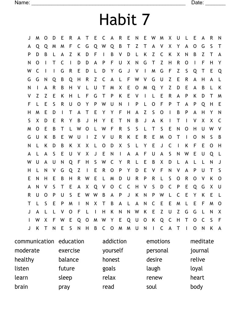 Habit 7 Word Search