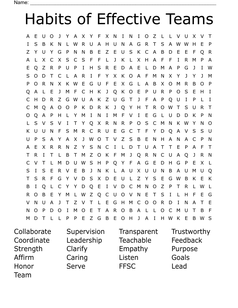 Habits of Effective Teams Word Search