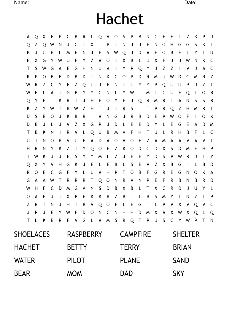 Hachet Word Search