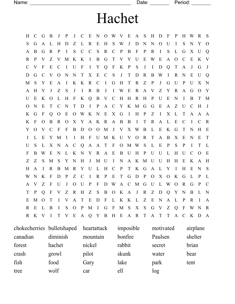 Hachet Word Search