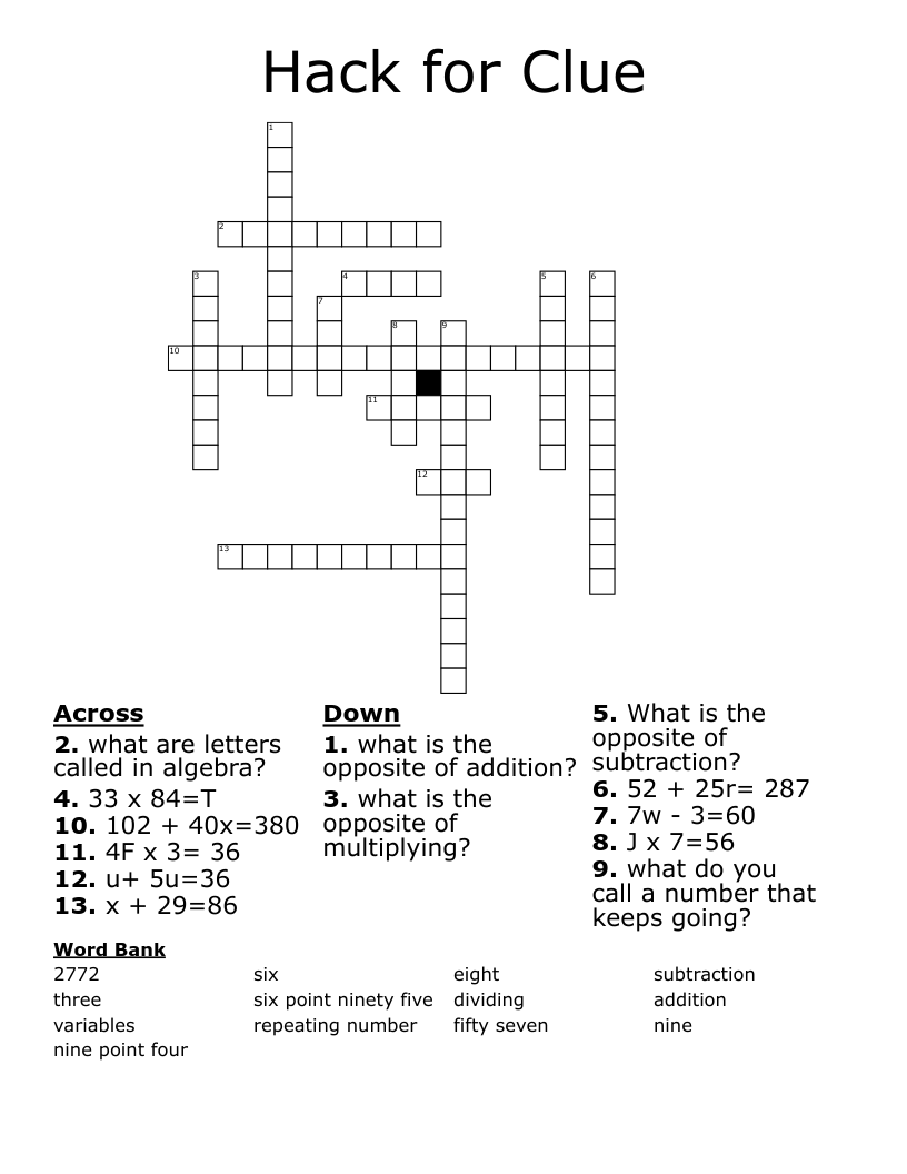Hack for Clue Crossword