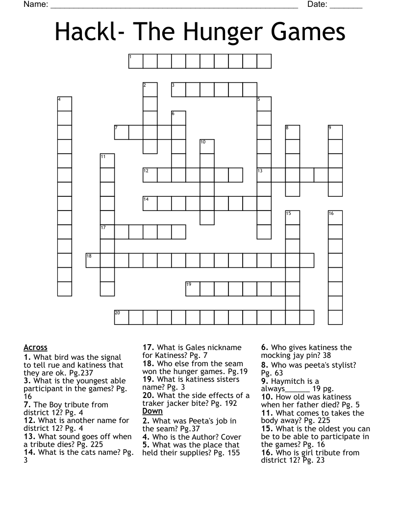 Hackl- The Hunger Games Crossword