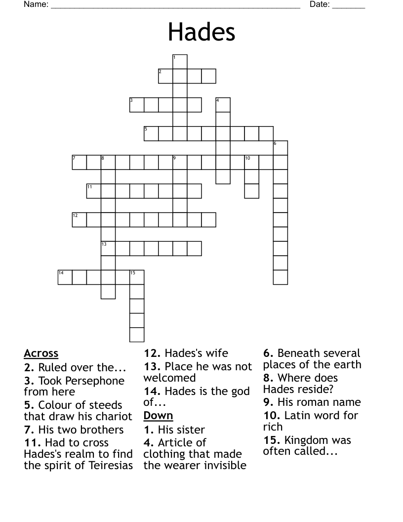 Hades Crossword