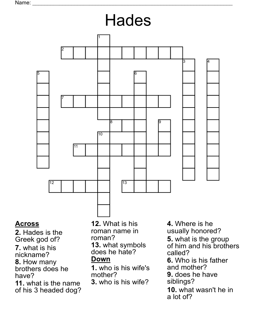 Hades Crossword