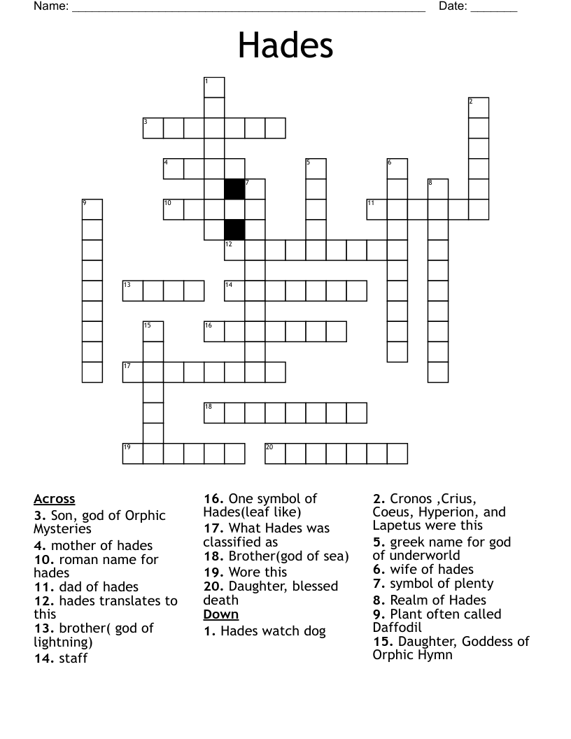 Hades Crossword