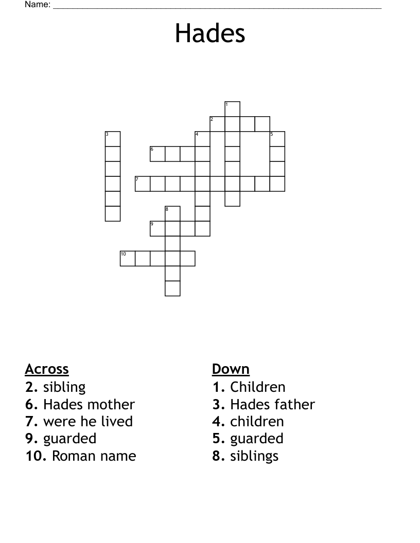 Hades  Crossword