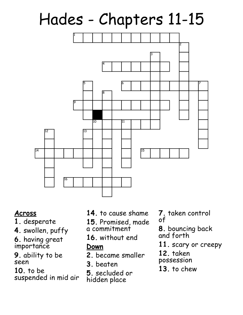Hades - Chapters 11-15 Crossword