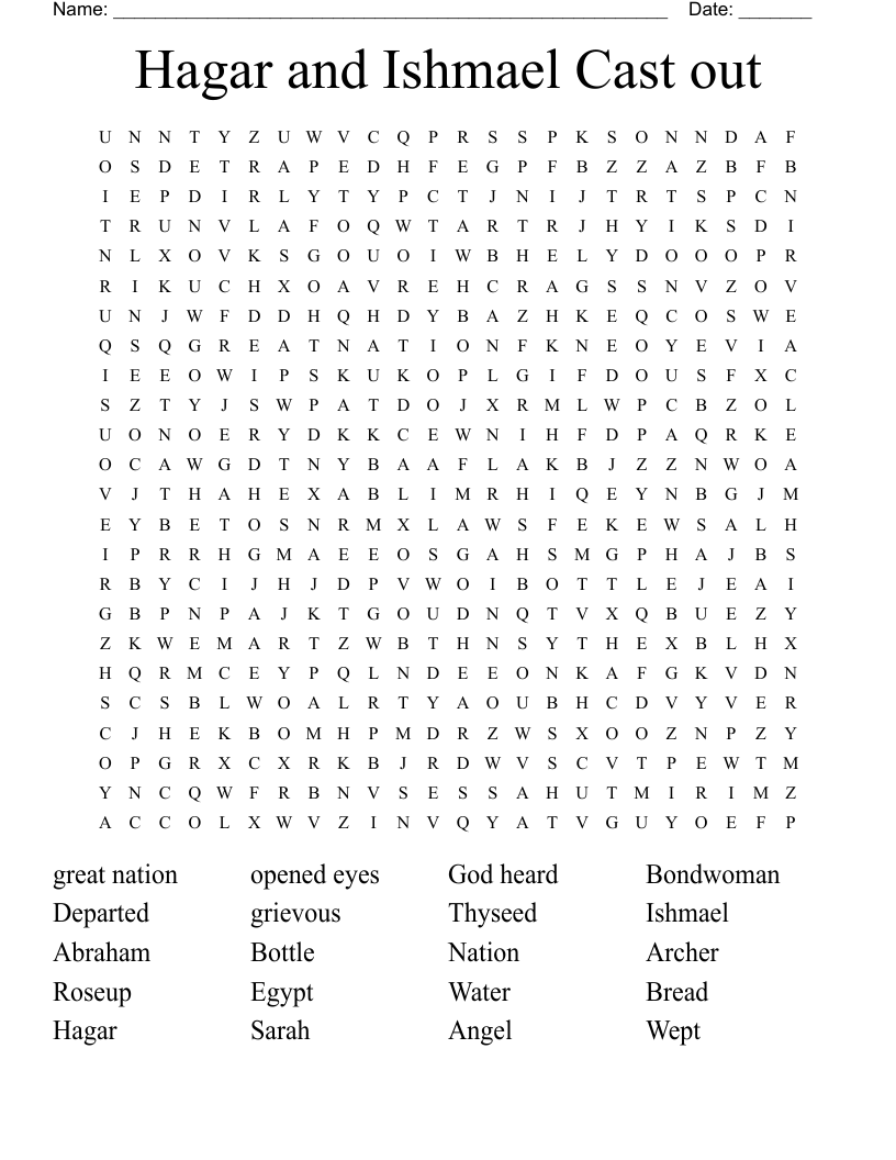 Hagar and Ishmael Cast out Word Search