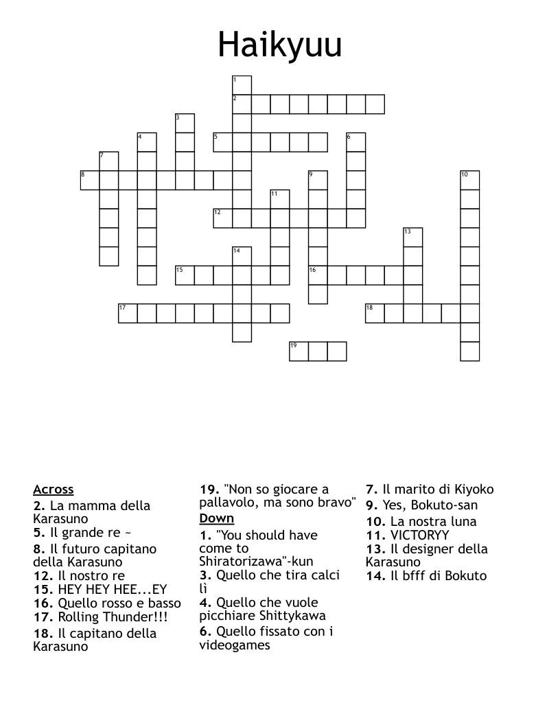 Haikyuu Crossword