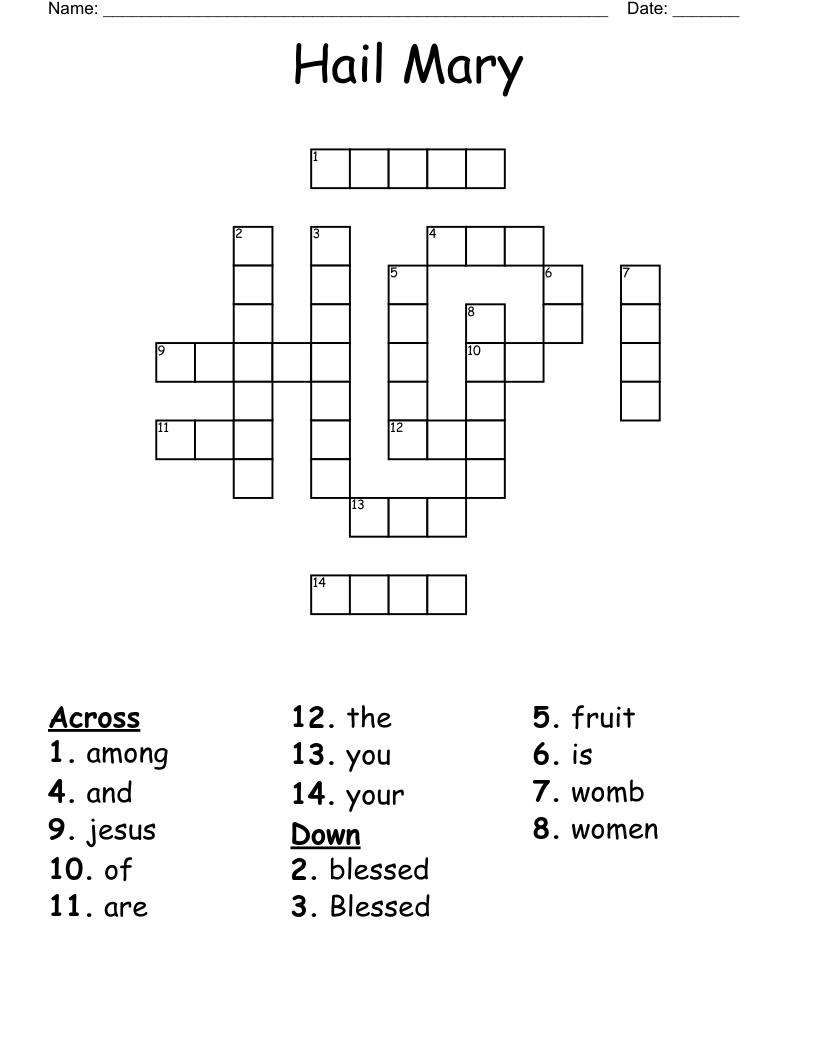 Hail Mary Crossword