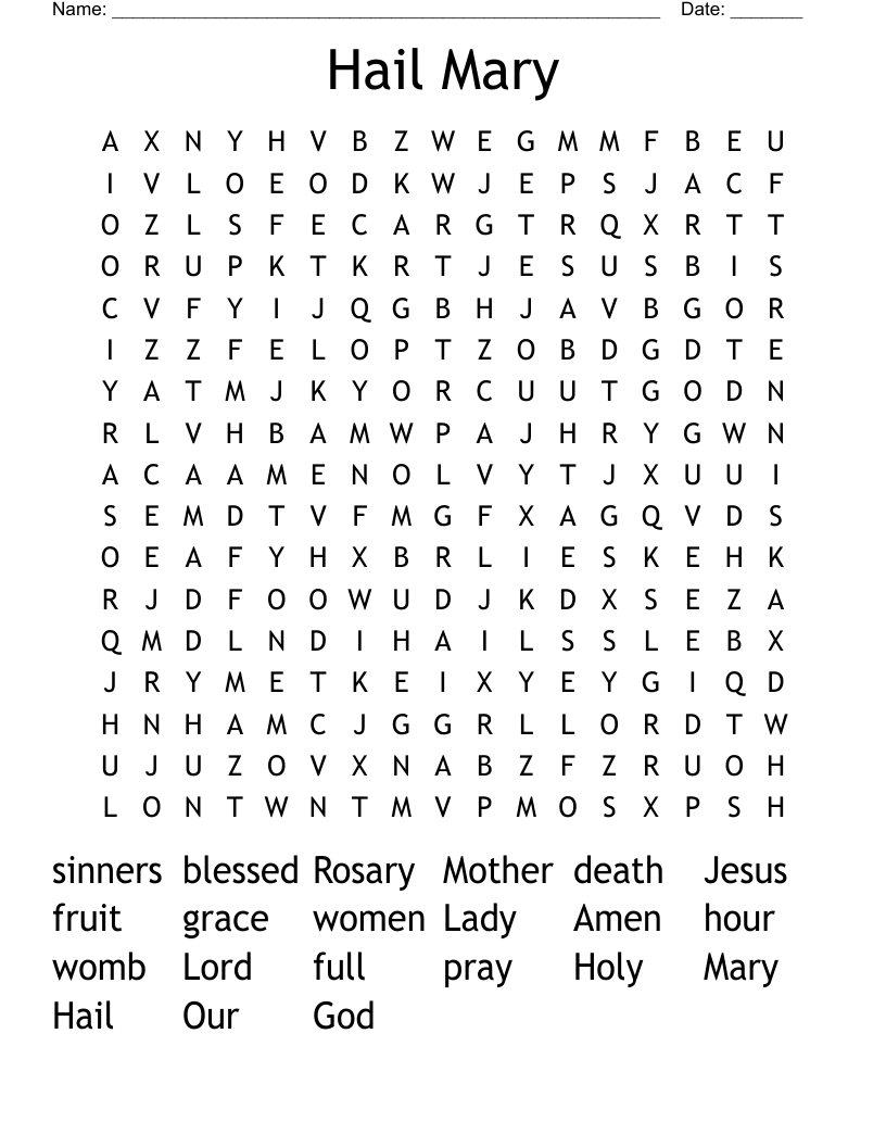 Hail Mary Word Search