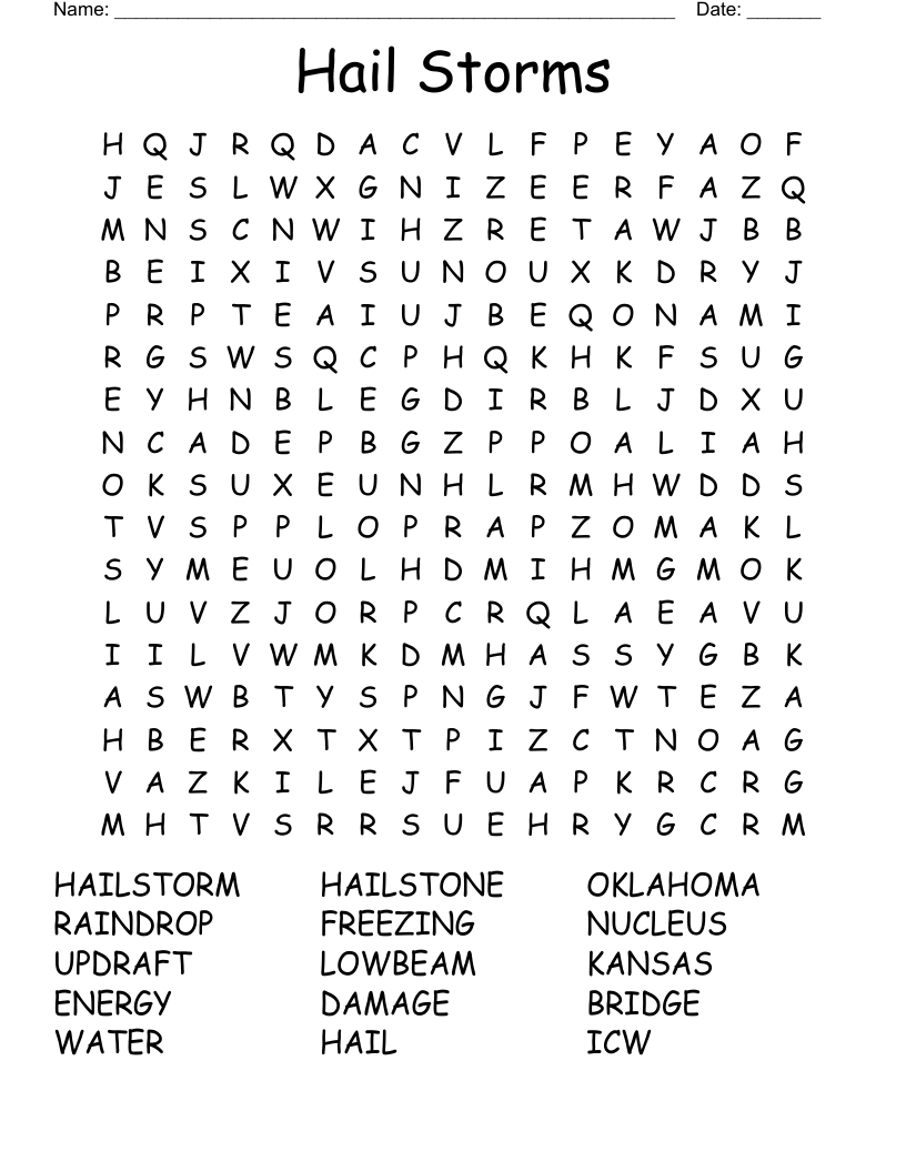 Hail Storms Word Search