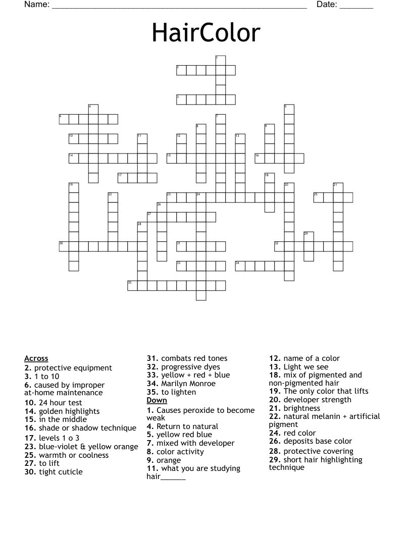 HairColor Crossword