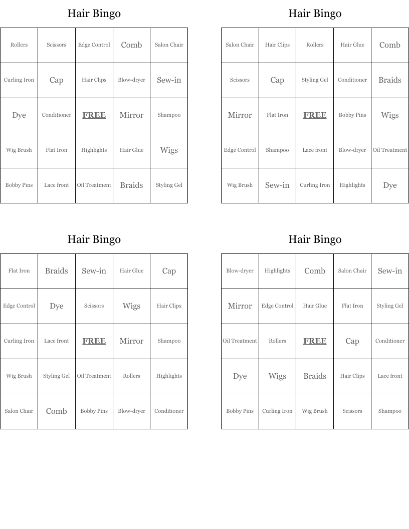 Hair Bingo