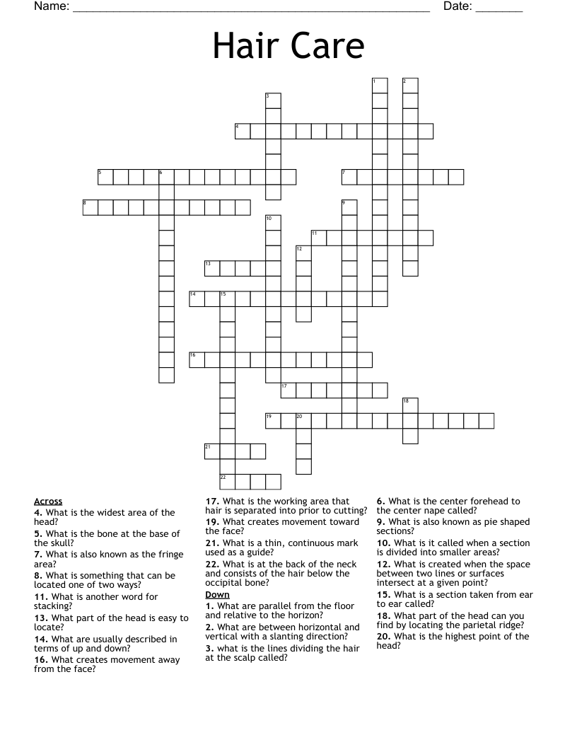 Hair Care Crossword