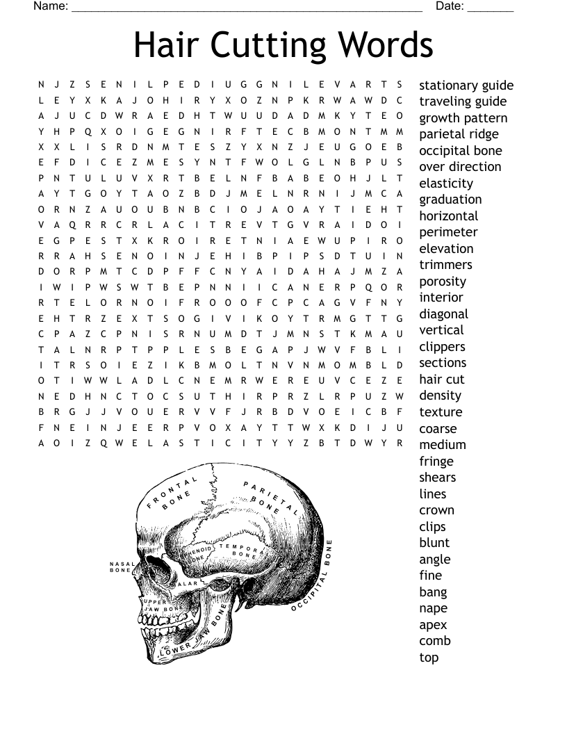 Hair Cutting Words Word Search