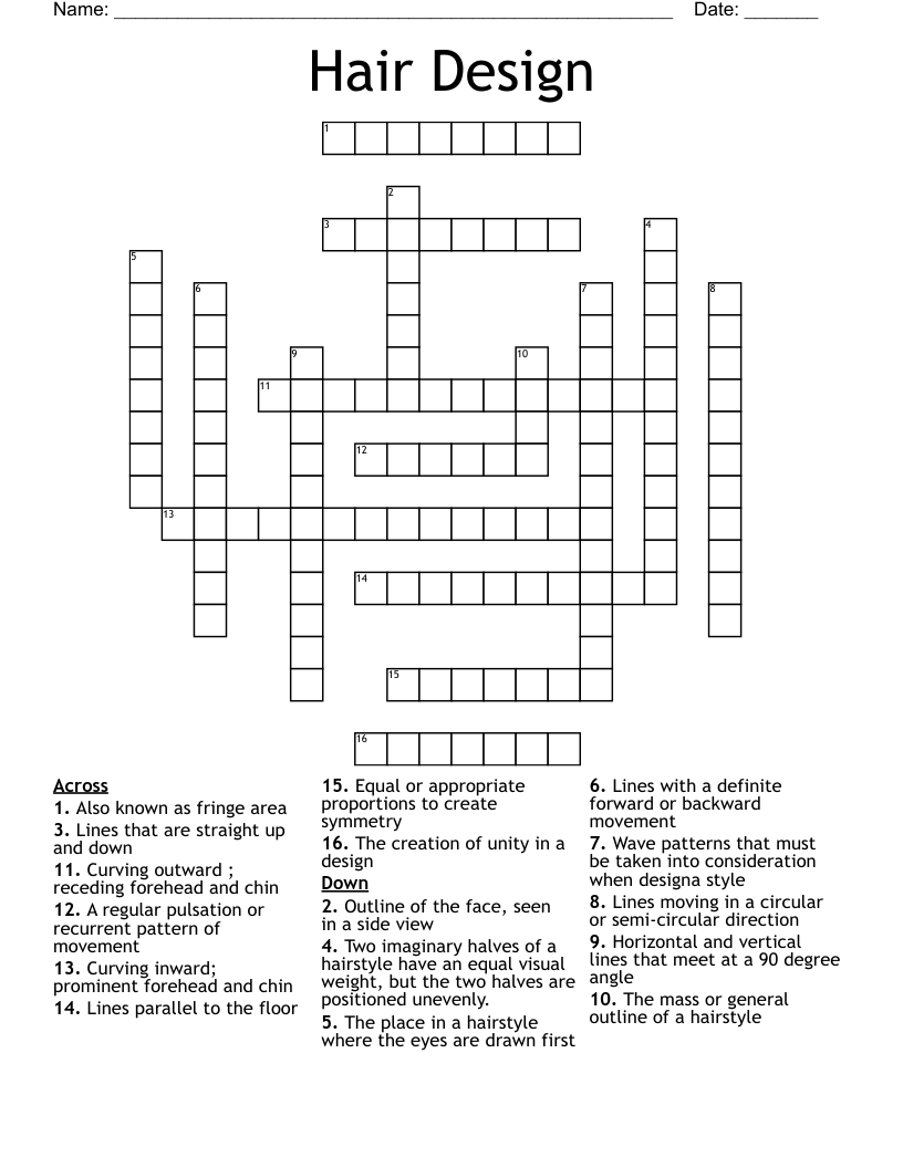 Hair Design Crossword