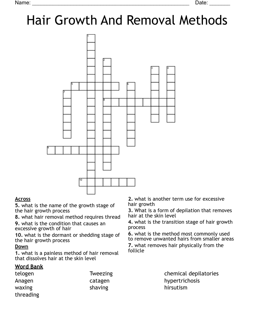 Hair Growth And Removal Methods Crossword