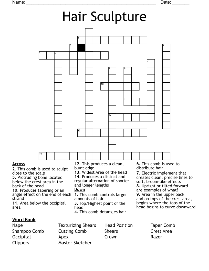Hair Sculpture Crossword