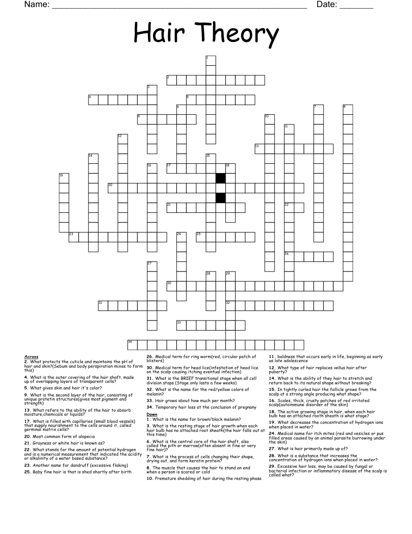 Hair Theory Crossword